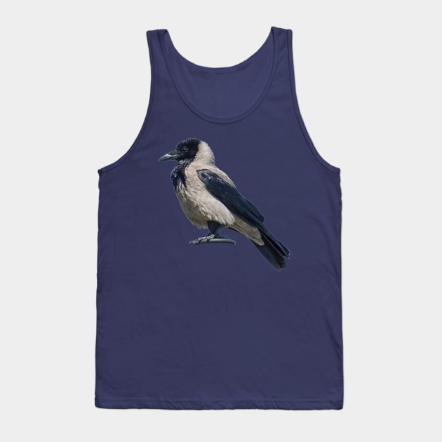 Side Profile Of A Magnificent Hooded Crow Tank Top by taiche